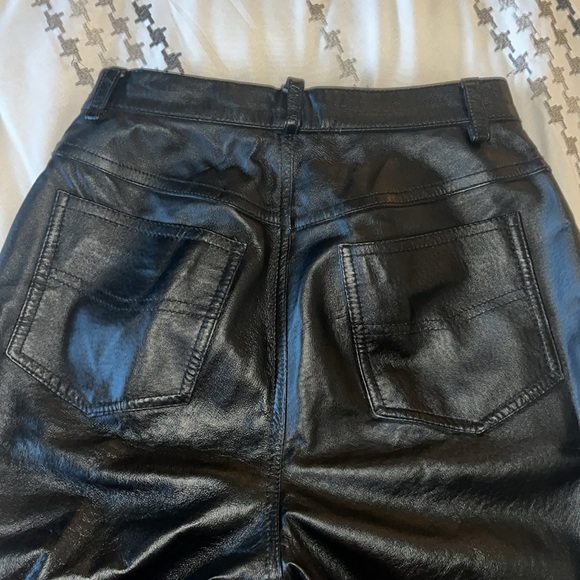 Women’s Newport News Easy Style Black 100% Genuine Leather Pants Size 6 - Picture 4 of 8